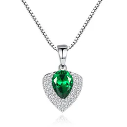 Vattendroppen Emerald Pendant Necklace S925 Silver Micro Set Zircon Box Chain Halsband Europeiska kvinnor Vintage Collar Wedding Party High End Jewelry Gif SPC