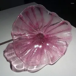 Wall Lamp Handmade Blown Murano Glass Decorative Art Plates Pink Leaf Shape Plate