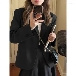 Kadın Suits Siyah Omuz Takım Ceket İnce Slim Fit Ofis Lady All-Match tek göğüslü iş mezuniyet röportajı Blazer Top