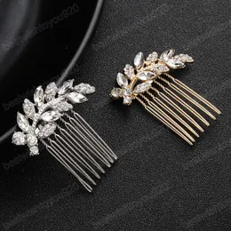 Crystal Rhinestone Hair Combs Liście Kształt Spinki do włosów dla kobiet Dziewczyny Wedding Bride Druhna na nakrycia głowy Akcesoria do włosów