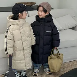 Jackets Winter hooded warm cotton coat lengthened boys girls 2 9 years old jacket thickened 2023 Korean fashion children s clothing 231120