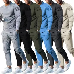 Men's Tracksuits Cotton Men's Suit Spring And Autumn Two-piece Set Crewneck Long Sleeves Trouser Casual Wear Season