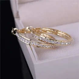 Hoop örhängen Big Crystal Hoops 3cm runda dingle örhängen smycken kvinnor diamante strass stora hiphop öronring gåva