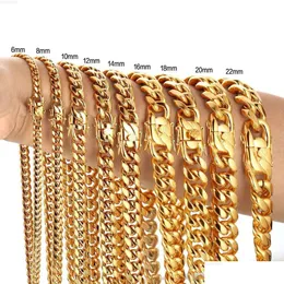 Chains Cuba Chains 18K Gold Faucet Buckle Stainless Steel Titanium Density 8Mm/10Mm/12Mm/14Mm/16Mm Miami Cuban Link Mens Drop Delivery Otssm