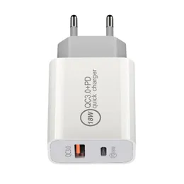 빠른 충전기 QC 3.0 PD 18W 빠른 충전 EU US US USB Type C Wall Charger Plug 14 Plus 12 11 Samsung S23 Plus