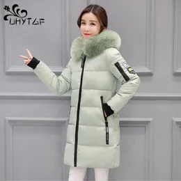 Women's Down Parkas Uhytgf 2023 Winter Women Cold Coat Midlength Hooded Padded Jacket Big Fur Collar Warmath Ladies Outwear 231120