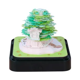 Outros Home Garden Omoshiroi Bloco 3D Notepad Calendário 2024 Sakura Tree House Memo Pad Papel Nota Pegajoso Presente de Natal 231121