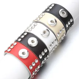 Charm Bracelets Snap Button Jewelry Leather 18mm Bracelet Punk Genuine Lederen Armband Snaps