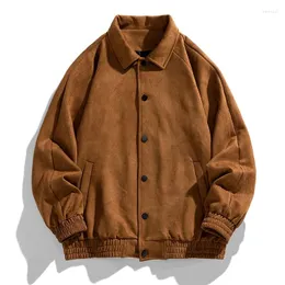 Kurtki męskie 2023 Vintage zamszowy płaszcz Trendy baseballowy jesień i zimowa kurtka chłopców