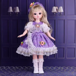 Dockor 16 30 cm BJD Doll Girl Diy Dress Up Princess Toy 3D Simulation Eyes Makeup 21 Movningsbara leder Dockor och kläder Set 230420