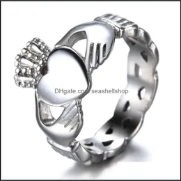 Band Rings Classic Northern Style Claddagh Heart Ring Beautif Gelinler Nişan Düğün Mücevher Damla Teslimat Dh0hu