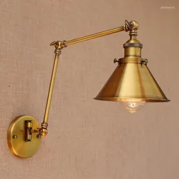 Vägglampor nordiska mässing retro loft stil industriell vintage lampa justerbar svängarm ljus edison sconce applikation mural