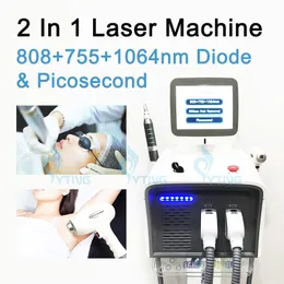 755NM 808NM 1064NM DIODE LASER DEPILATOR BIKINI LASER HASHAVNING MASKINE 2 I 1 PICOSECOND ND YAG Q Switch Laser hudpigmenteringsbehandling