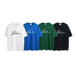 Primavera/Verano 23ss American Niche Trendy Rhude carta bordada Hip-hop hombres y mujeres suelta Casual Camiseta de manga corta