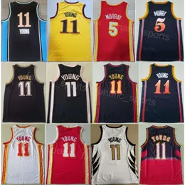 Equipe Dejounte Murray Basquete Jerseys 5 Man City Trae Young 11 Ganhou Cor Preto Vermelho Branco Amarelo Bordado e Costura Declaração Clássica para Fãs de Esporte Top / Good