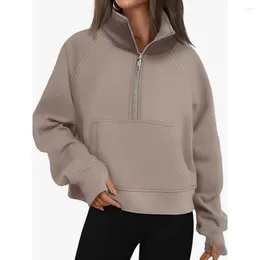 Sweats à capuche pour femmes col montant fermetures à glissière mode femmes pulls solide vert bleu pull à manches longues sweat à capuche décontracté femme hiver 2023