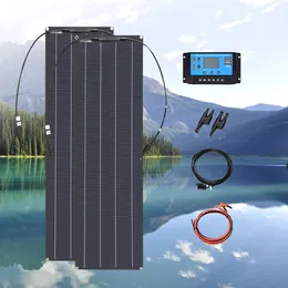 Laddare 50W 100W 150W Solpanel eller SolarPanel Kit Controller Cable Connector 110V 220V 1000 Inverter Batteriladdare 231120