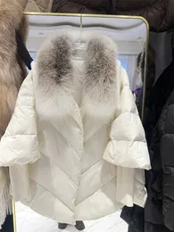 Pelliccia da donna finta OFTBUY Giacca invernale da donna Naturale Reale Grande collo di volpe Sciolto spesso caldo piumino d'oca Capispalla Streetwear Lusso 231112