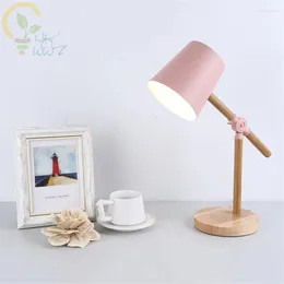 Lampade da tavolo 5 colori Lampada da comodino moderna regolabile per camera da letto da studio Design in legno massello chiaro Decorare