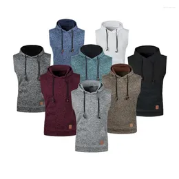 Men's Vests Autumn Winter Men Knit Vest Sleeveless Sweater Male Fashion Waistcoat Hooded Fleece Casual Jumpers Knitwear Man Clothes 3XL