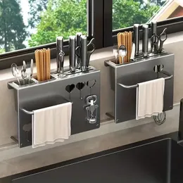 1 pz, portaoggetti per utensili da cucina, portaoggetti per coltelli da cucina, organizer multifunzionale per utensili da cucina a parete, portaoggetti per coltelli per la casa