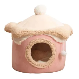 kennels pens Warm Winter Cat and Dog House Deep Sleep Pet Nest Geometry Ice Cream Fun Comfortable Small Medium Supplies 231120
