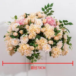 Dekorativa blommor Simulering Hydrangea Rose Ball Western-stil Bröllopsbord Dekorationsfönster Utställning Hall Arrangemang Blomma Silk