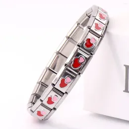 Pulseira feminina de 9 mm de largura, pulseira elástica elegante de aço inoxidável amor para mulheres