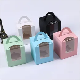 Gift Wrap Mti Color Hand Making Pastry Packing Box Muffin Portable Folding Paper Cups Egg Tart Baking Boxes Lz0754 Drop Delivery Hom Dhlrt