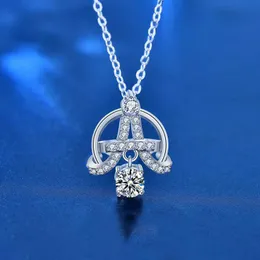 ペンダントネックレストレンディ925スターリングシルバー0.5ct DカラーVVS1モイサナイトタワーネックレス女性ガールジュエリーパスダイヤモンドテストギフトペンダ