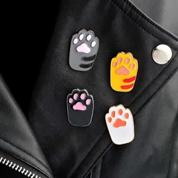 Pins Brooches 1 piece Cute Cartoon Grey black Orange white Cat Paw Brooch Collar Corsage Shirt bag cap Jacket Pin Badge Birthday gift Z0421