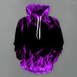 Męskie bluzy męskie Mężczyźni Fall Winter Hoodie Dopasowanie kolorów 3D Flame Drukuj Hip Hop unisex bluza luźna gruba ciepła para Halloween