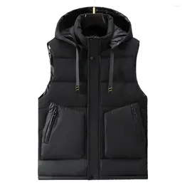 Men's Vests Lightweight Vest Winter Hooded Sleeveless Cardigan Thick Windproof Warm Coat With Pockets Drawstring Men