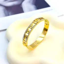 T GG Bracciale in oro 18 carati Bracciale in argento 925 di design Bracciale con lettera di lusso Bracciale con anello di diamanti per ragazza Amore Coppia di gioielli classici di marca