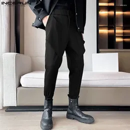 Men's Pants Casual Fashion Style Long INCERUN Men Holiday Two-piece Pantalons Streetwear Multi-pocket Leggings Trousers S-5XL