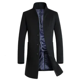 Мужское полушерстяное длинное пальто 2024, мужская модная бушлатка, осенне-зимние куртки, мужские пальто, большие размеры 5XL, 6XL 231120
