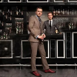 Męskie garnitury Najnowsze brązowe tweed mężczyźni na weselne klasyczne zimowe pary groom formalne szczupłe fit fragmenty Blazer