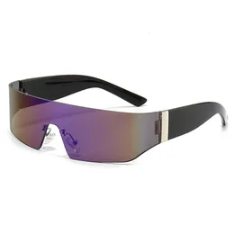 QSKY Лидер продаж, модные летние солнцезащитные очки без оправы с защитой от ультрафиолета UV400, спортивные в стиле стим-панк, с ослепительными линзами, дизайнерские цельные солнцезащитные очки, футуристические