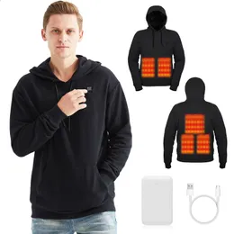 Erkek Hoodies Isıtma Kazak Bölgesi 5 Isıtma kalınlaştırılmış sıcak ceket açık kapşonlu ısıtma kazak