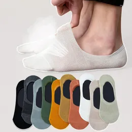 Meias masculinas 10 pares primavera verão baixo corte malha respirável macio invisível silicone antiderrapante cor sólida estilo japonês masculino barco