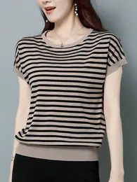 Kadın T-Shirt Bobateer Islak Femme Zarif T Shirt Kadın Üstler Mujer Örme Kısa Kollu Dames Kleding O-Neck Kadın Giyim Yaz 230421