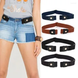 Belts Women Men Buckle-free Elastic Invisible Belt For Jean Pants Dresses No Bulge Adjustable Button Canvas