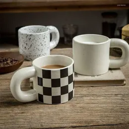 Tassen Retro-Keramik-Kaffeetasse mit molligem Griff Frühstück Milch Haferflocken Tassen Büro Wasser Paar Tasse Geburtstagsgeschenk