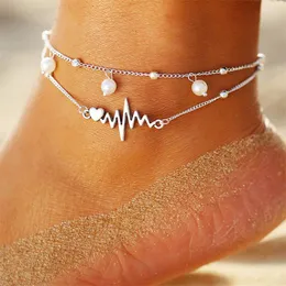 Anklets 2023 Vintage Star Elephant Armband för kvinnor Fashion Boho Pendent Dubbelskikt Anklet Summer Beach Jewets Gifts