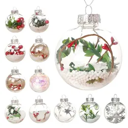 Christmas Decorations 6pcs Transparent Open Plastic Ornament Ball Clear Bauble for Xmas Party Kid Gift Present Box Decoration 231120