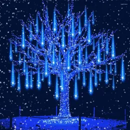 Strings Solar Meteor Shower Rain LED Fairy String Lights Festoon Street Garland Outdoor Year Navidad Christmas Decoration For Home