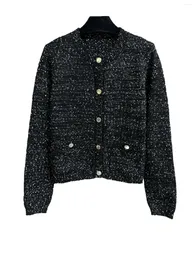 Cardigan in maglia da donna in bianco e nero, comodo e delicato sulla pelle, moda casual 2024 autunno 1017