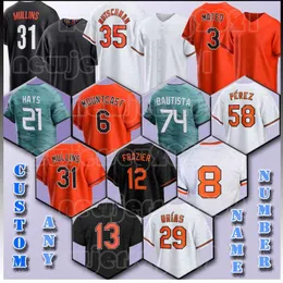 74 Felix Bautista 78 Yennier Cano Baseball Jersey Jorge Mateo Austin Hays Ryan Mountcastle Kyle Bradish Adley Rutschman Cal Ripken Jr Kyle Bradish Adley Rutschman