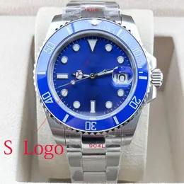 Armbandsur NH35 Case Men's Watch Movement rostfritt stål Sapphire Glass NH36 DAIL C3 LUMINOIN DIY S logo Blue Subm