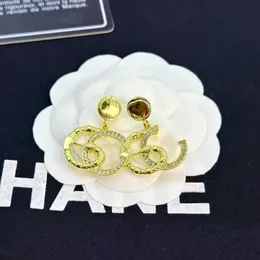 Luxury Brand Designer Letter C18K Gold Plated 925 Silver Famous Women's Rhinestone Earrings Earstuds Wedding Party